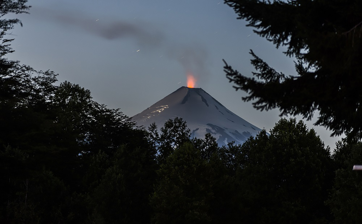 Antes da erupção do vulcão Villarrica em Pucón, 2015